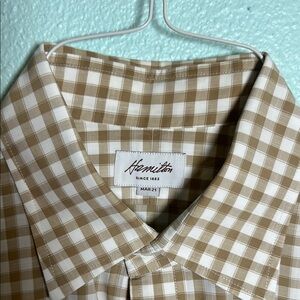 Hamilton Tan Casual Button Down Shirt with Classic Checkered Pattern